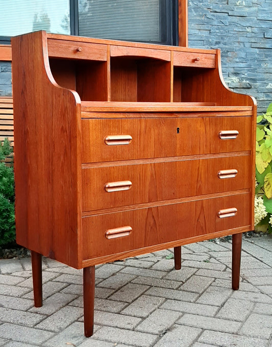 REFINISHED Danish MCM  Teak Secretary Desk or Vanity 33.5" - Mid Century Modern Toronto