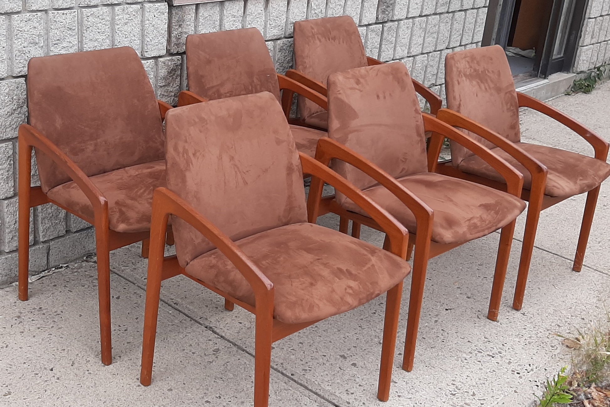 6 Danish MCM Teak Angled Armchairs by Kai Kristiansen RESTORED, each chair $279 - Mid Century Modern Toronto