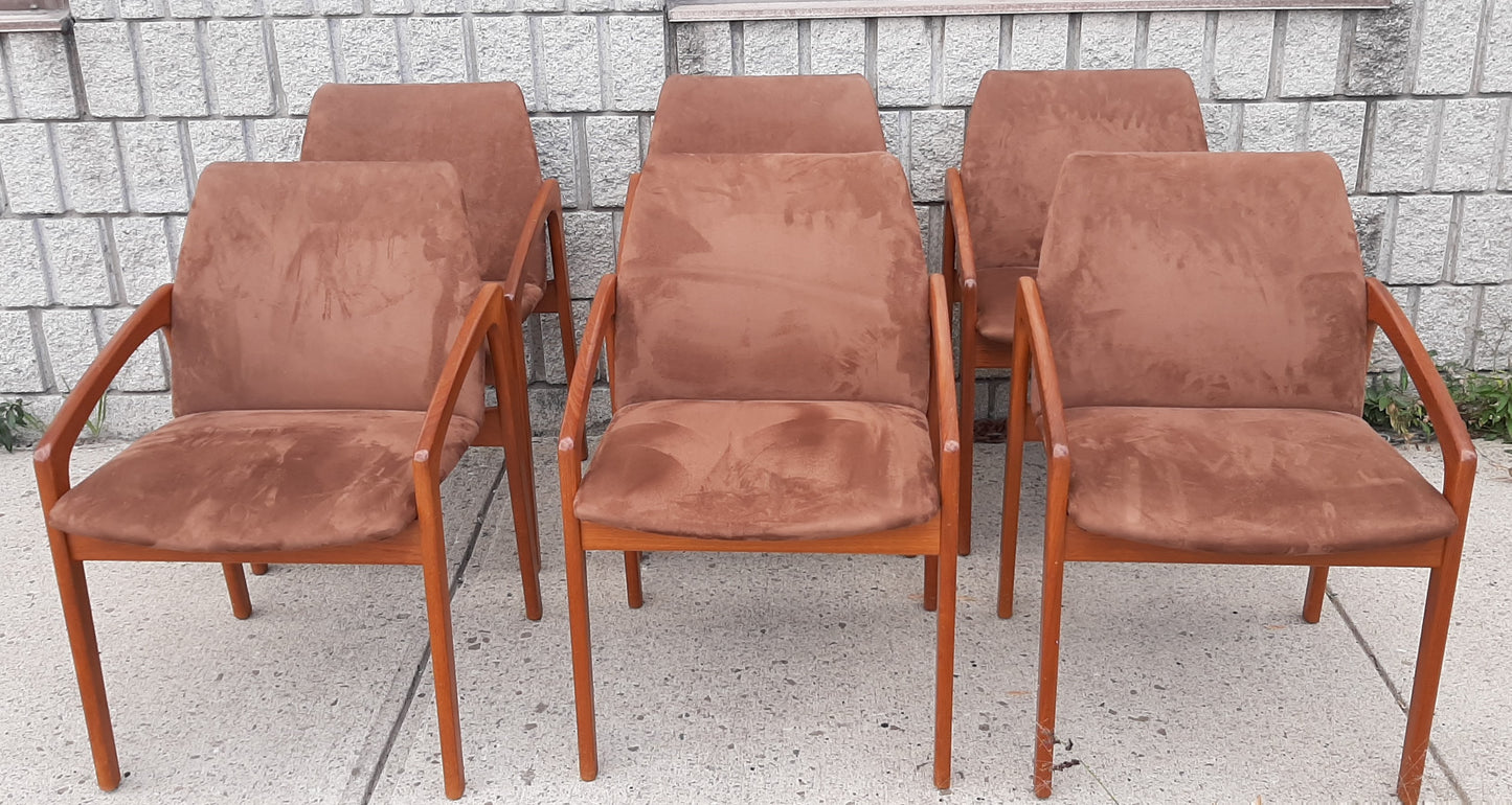 6 Danish MCM Teak Angled Armchairs by Kai Kristiansen RESTORED, each chair $279 - Mid Century Modern Toronto