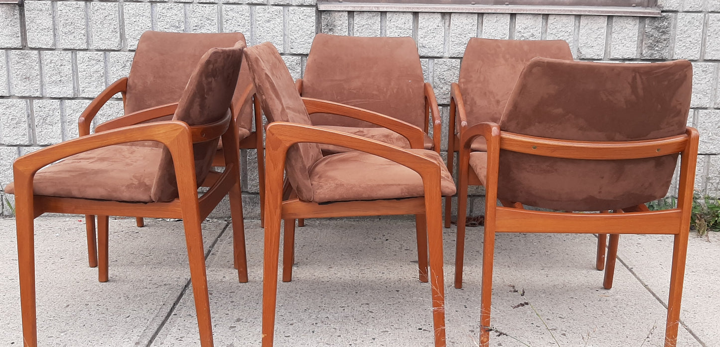 6 Danish MCM Teak Angled Armchairs by Kai Kristiansen RESTORED, each chair $279 - Mid Century Modern Toronto