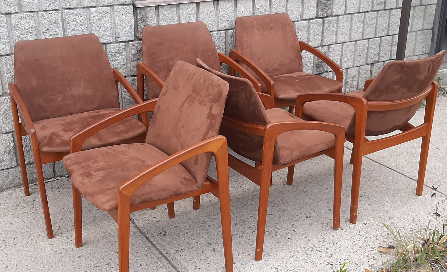 6 Danish MCM Teak Angled Armchairs by Kai Kristiansen RESTORED, each chair $279 - Mid Century Modern Toronto