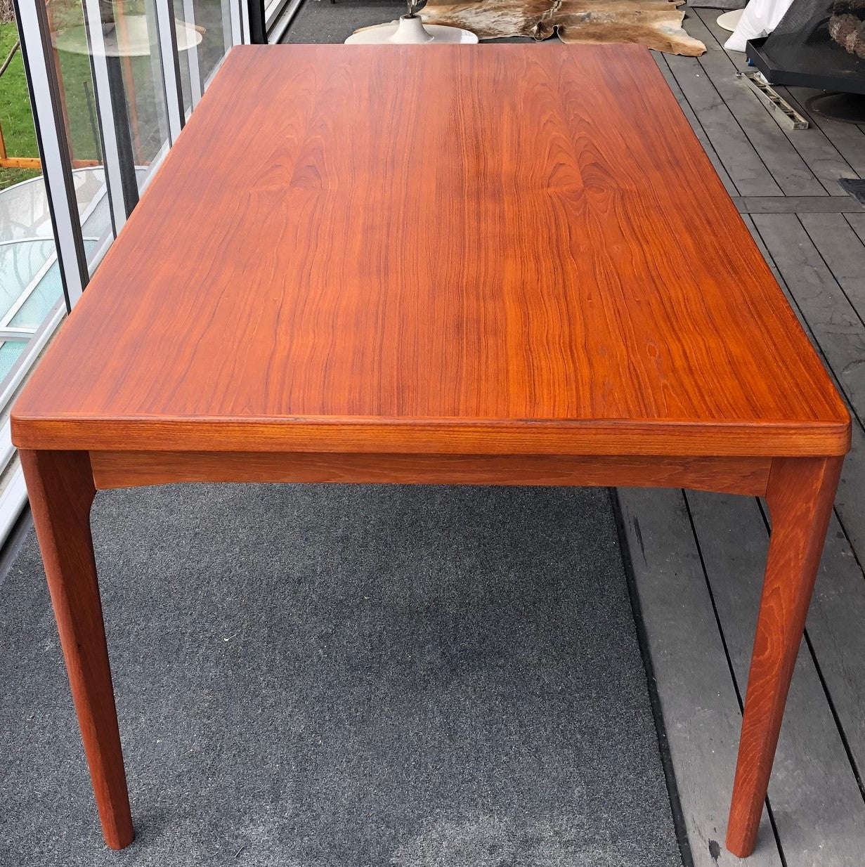 REFINISHED Danish MCM Teak Draw Leaf Table by H. Kjaernulf 64"-108" PERFECT, large - Mid Century Modern Toronto
