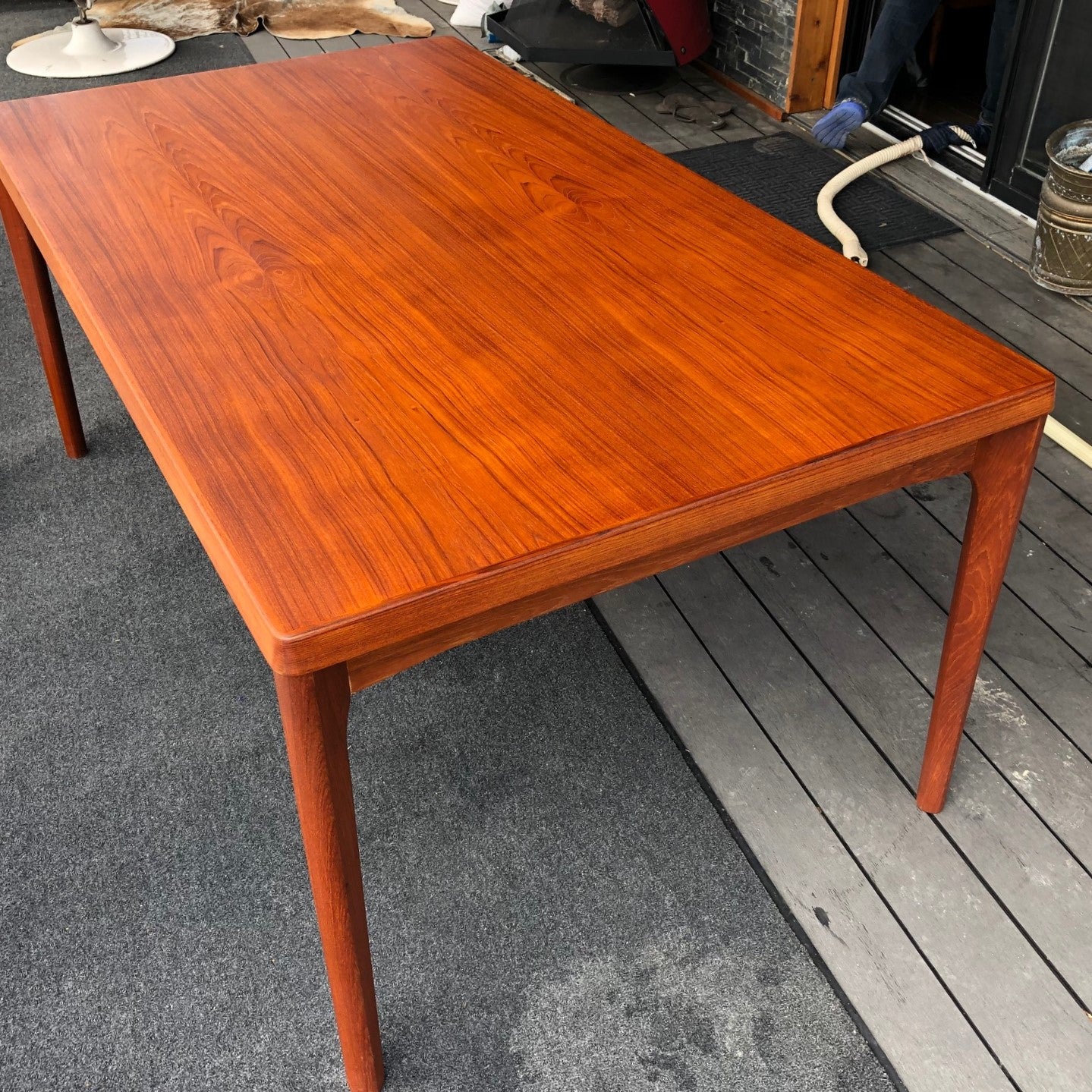 REFINISHED Danish MCM Teak Draw Leaf Table by H. Kjaernulf 64"-108" PERFECT, large - Mid Century Modern Toronto