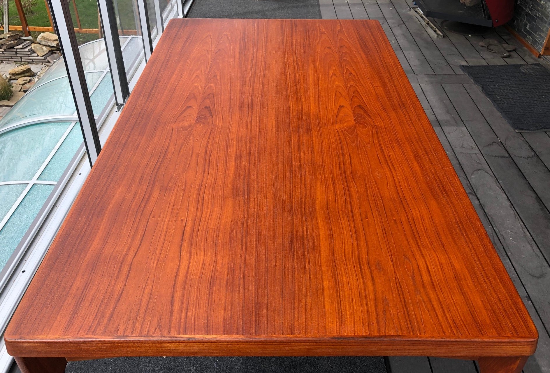 REFINISHED Danish MCM Teak Draw Leaf Table by H. Kjaernulf 64"-108" PERFECT, large - Mid Century Modern Toronto