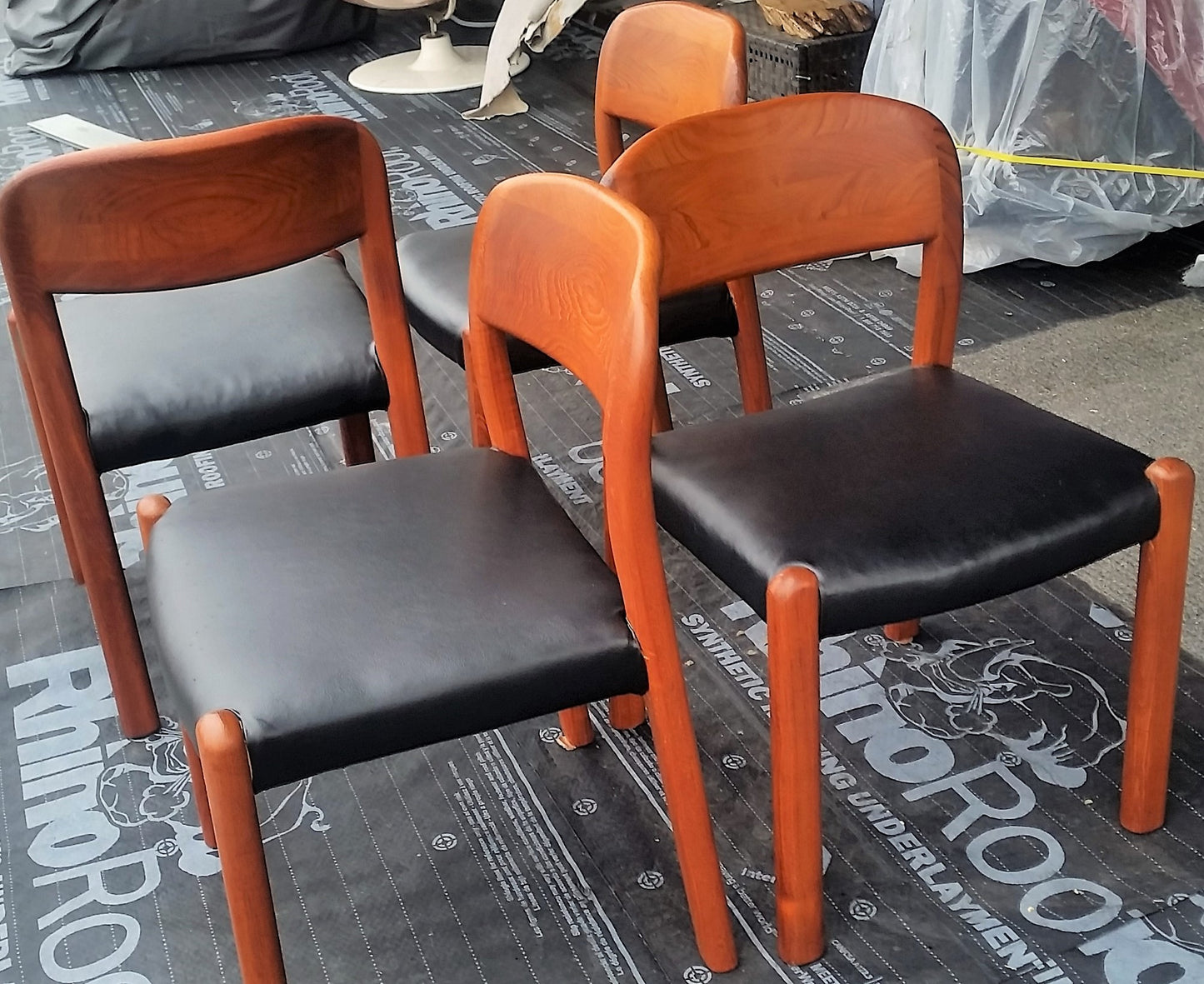 Set of 4 Danish MCM Teak Chairs REFINISHED REUPHOLSTERED, JL Moller style, perfect, each $275 - Mid Century Modern Toronto