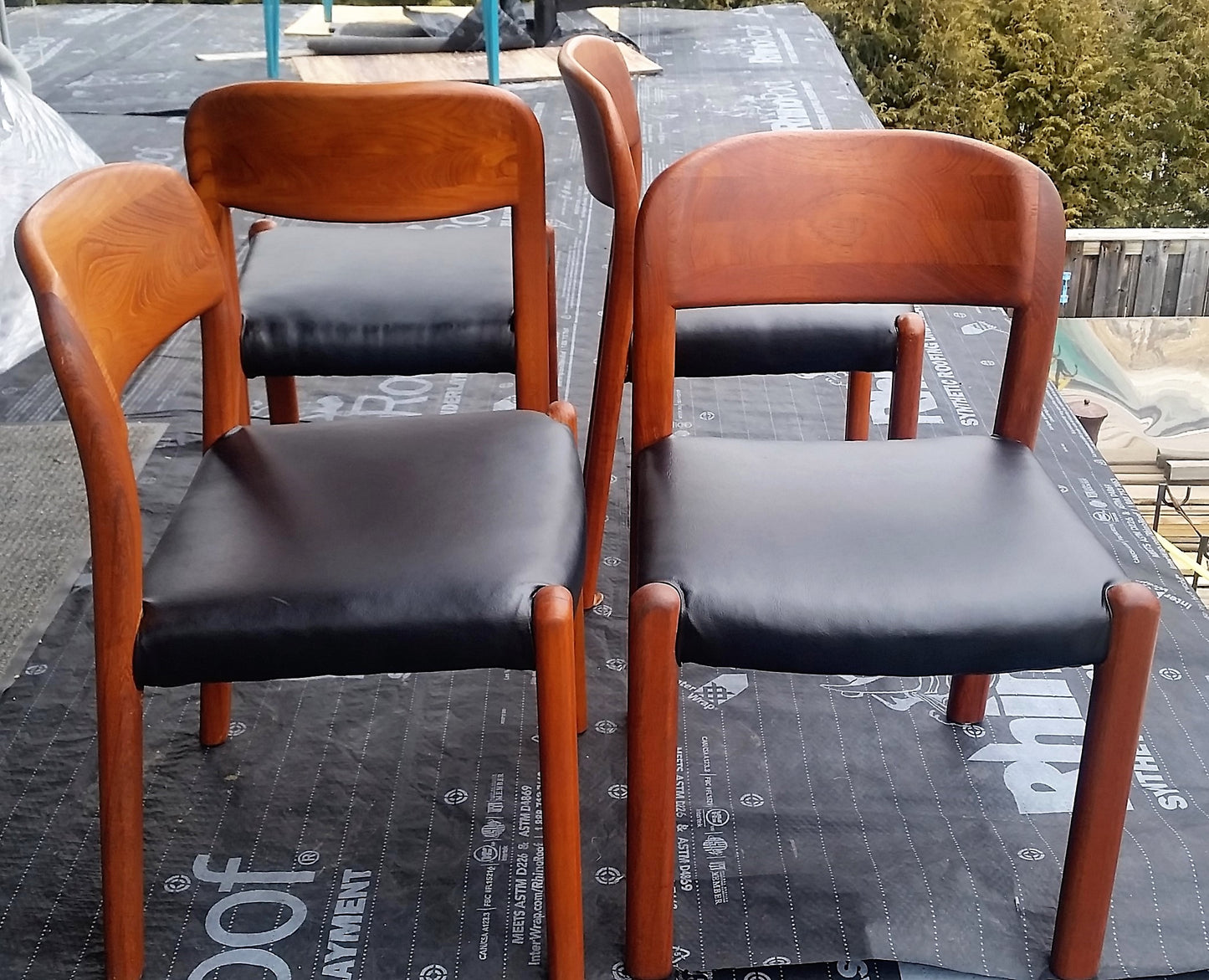Set of 4 Danish MCM Teak Chairs REFINISHED REUPHOLSTERED, JL Moller style, perfect, each $275 - Mid Century Modern Toronto