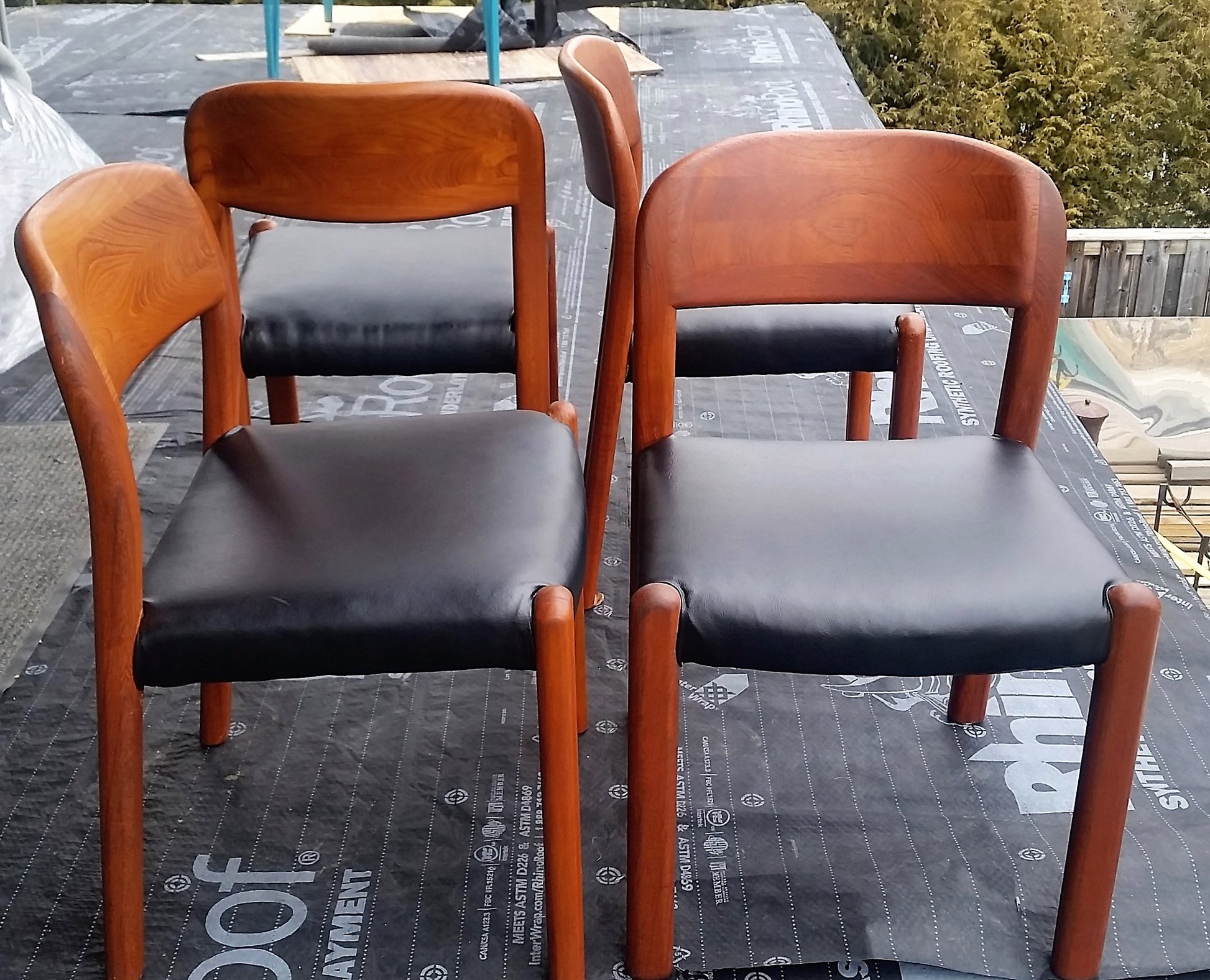 Set of 4 Danish MCM Teak Chairs REFINISHED REUPHOLSTERED, JL Moller style, perfect, each $275 - Mid Century Modern Toronto