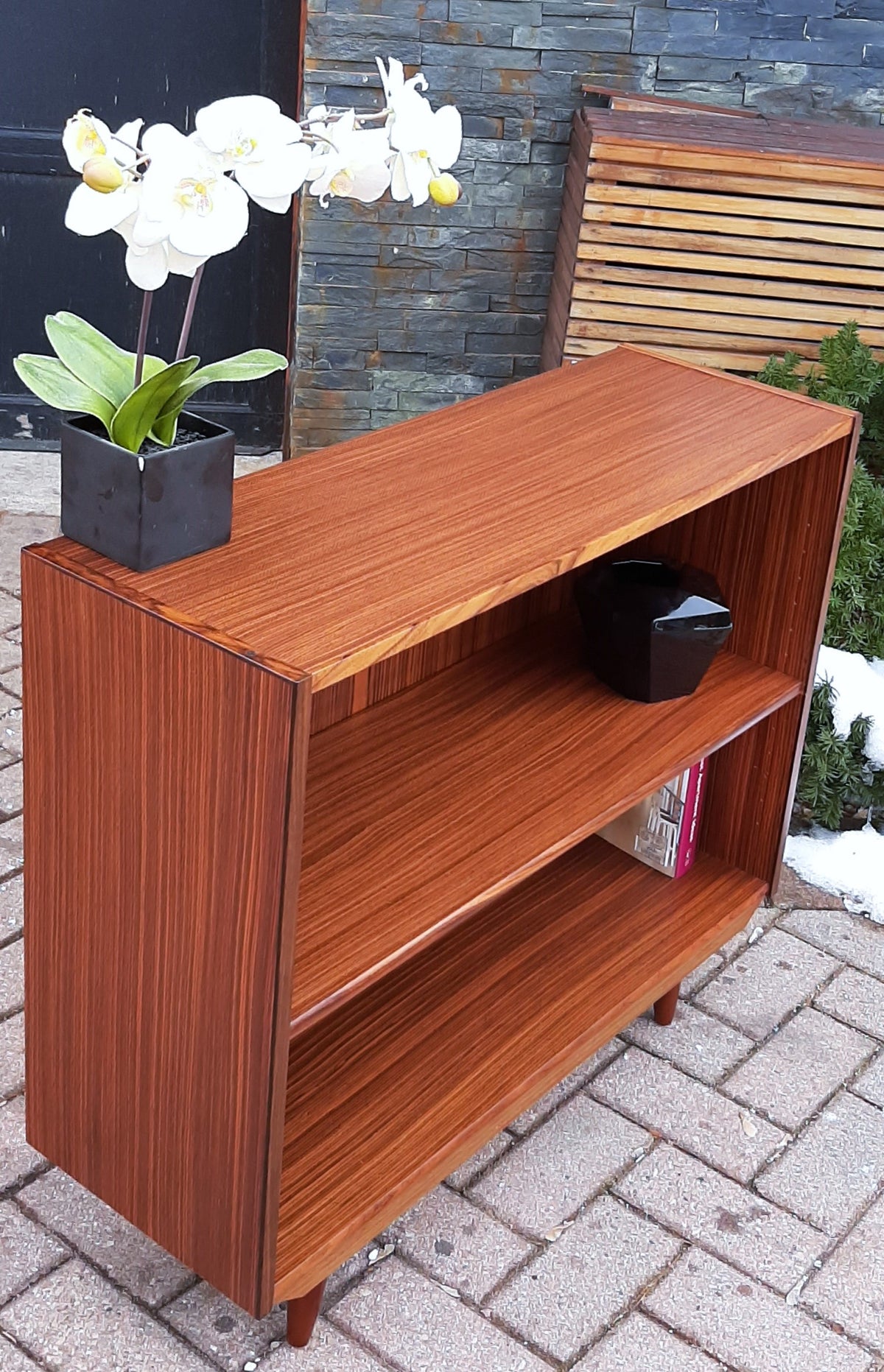 RESTORED Small Danish MCM Rosewood Bookcase Display 34