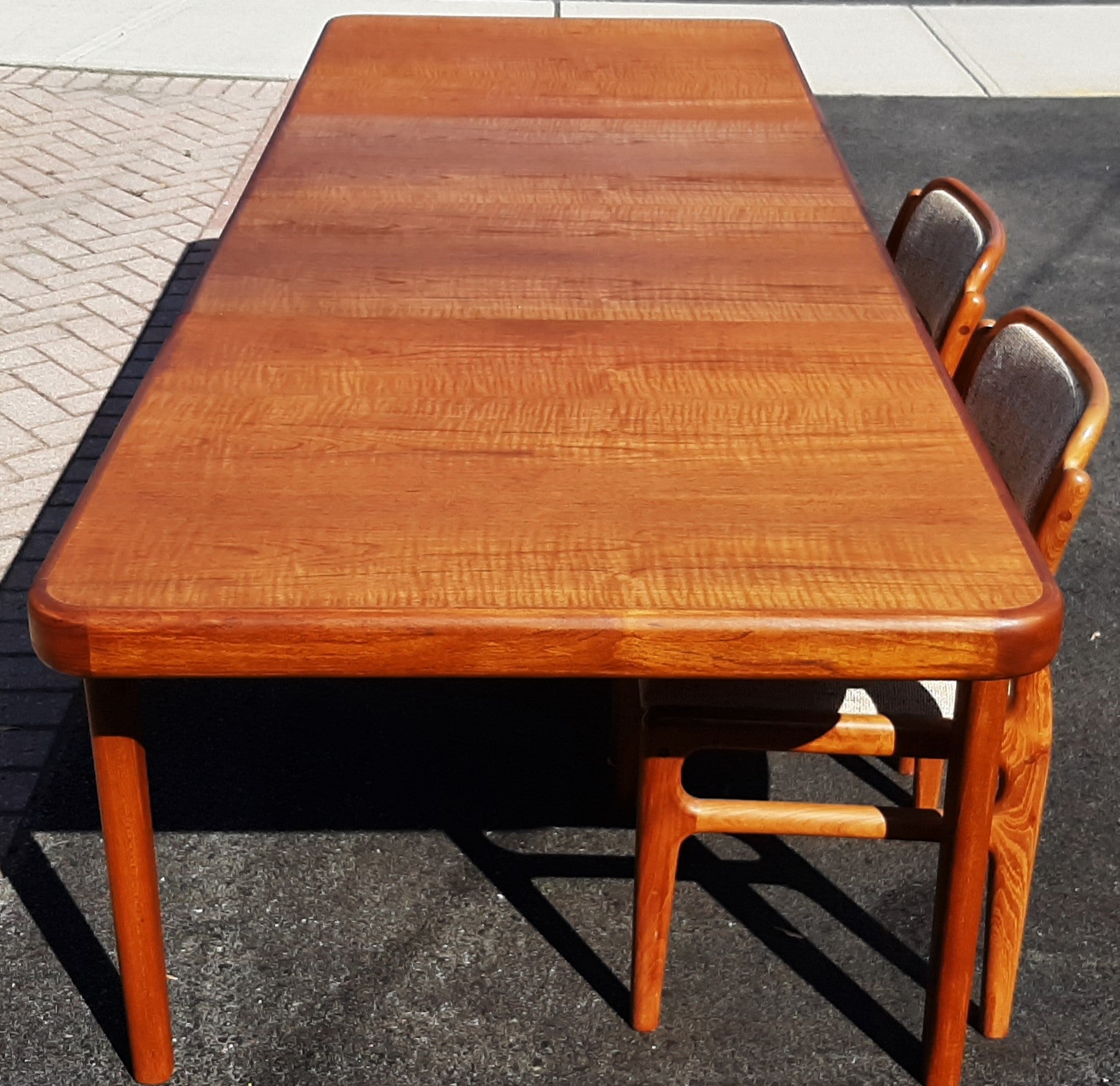 on hold*****REFINISHED Danish MCM Extension Teak Dining Table w 2 Leaves by Johannes Andersen PERFECT -63"-102.5", treated for durability - Mid Century Modern Toronto