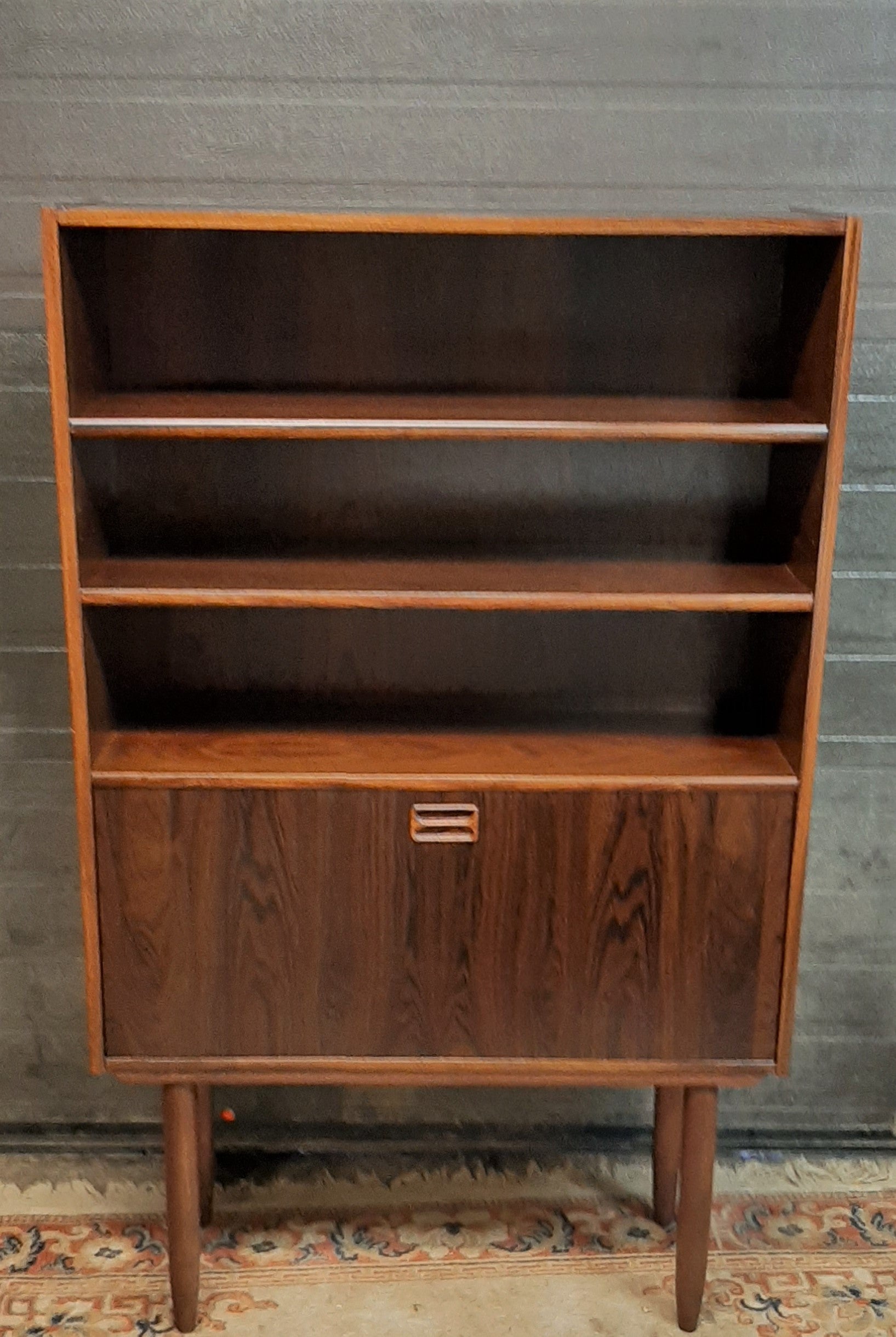 RESTORED Danish MCM Rosewood Bar Display Bookcase, narrow 34", perfect - Mid Century Modern Toronto