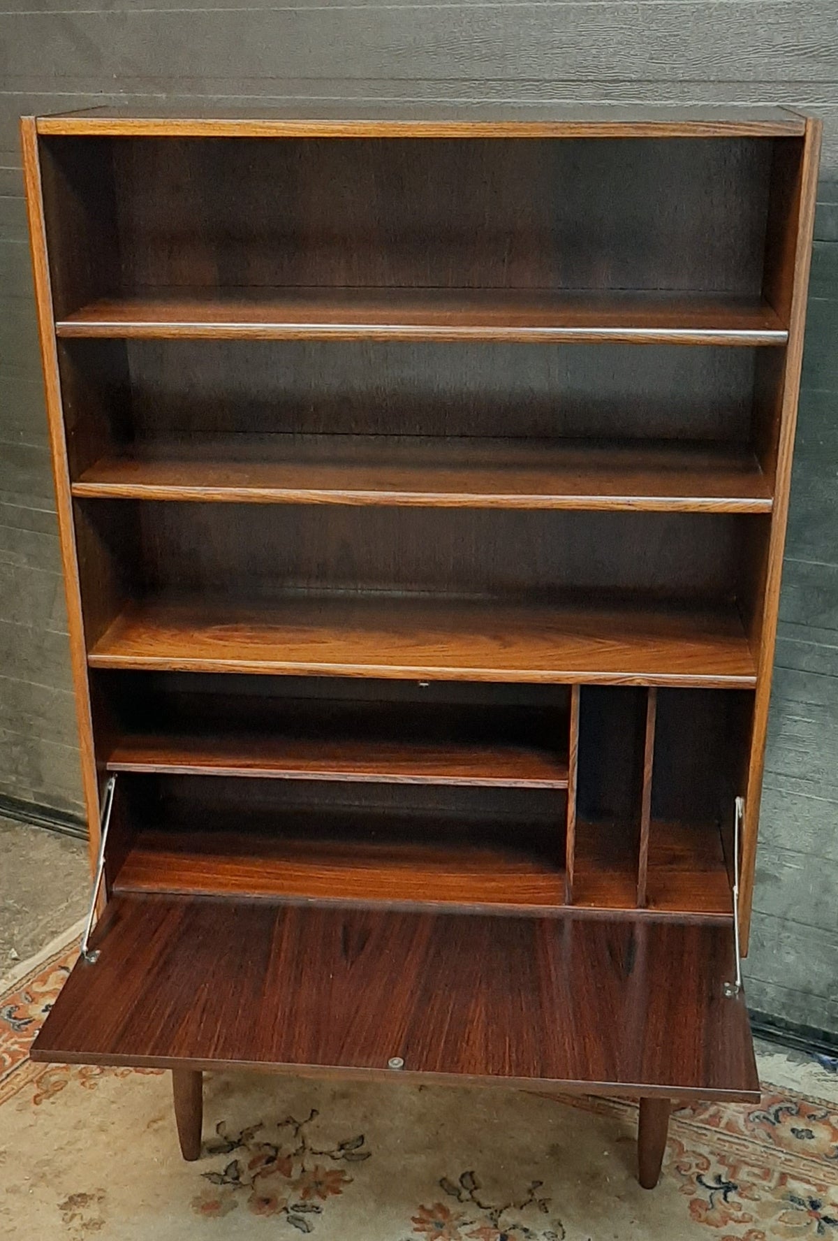 RESTORED Danish MCM Rosewood Bar Display Bookcase, narrow 34