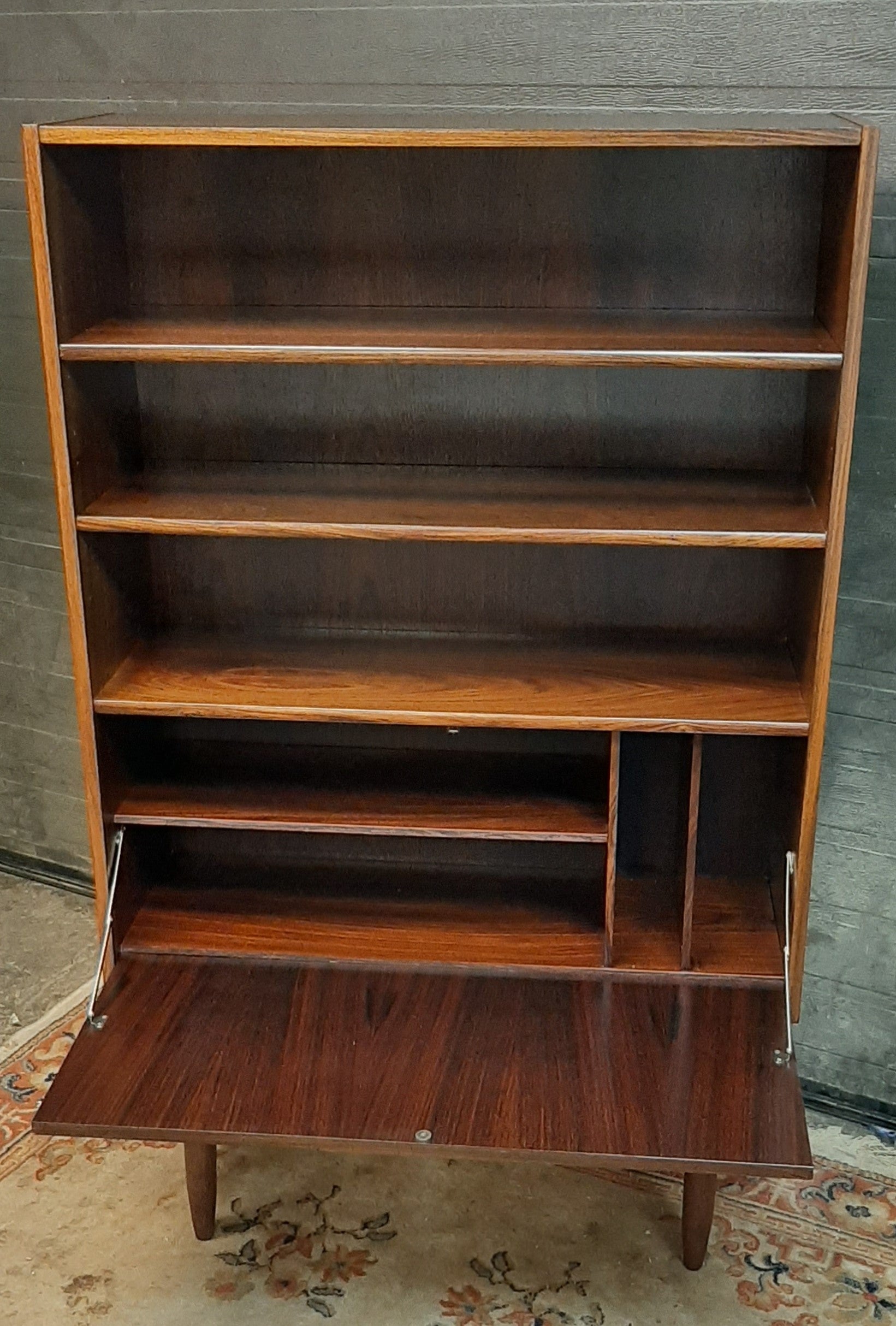 RESTORED Danish MCM Rosewood Bar Display Bookcase, narrow 34", perfect - Mid Century Modern Toronto