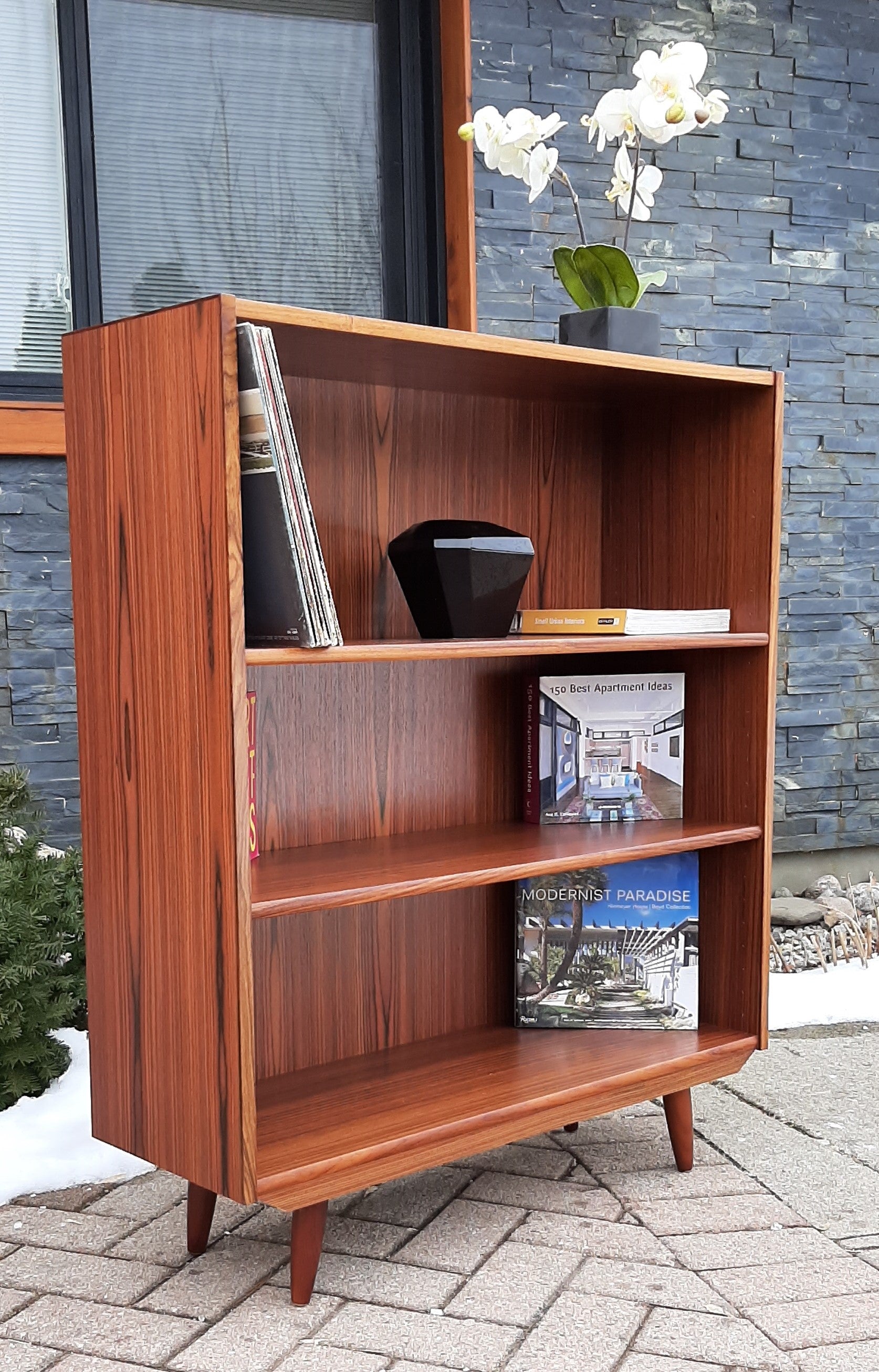 RESERVED for Cody***RESTORED Danish MCM Rosewood Bookcase Display 34", PERFECT - Mid Century Modern Toronto