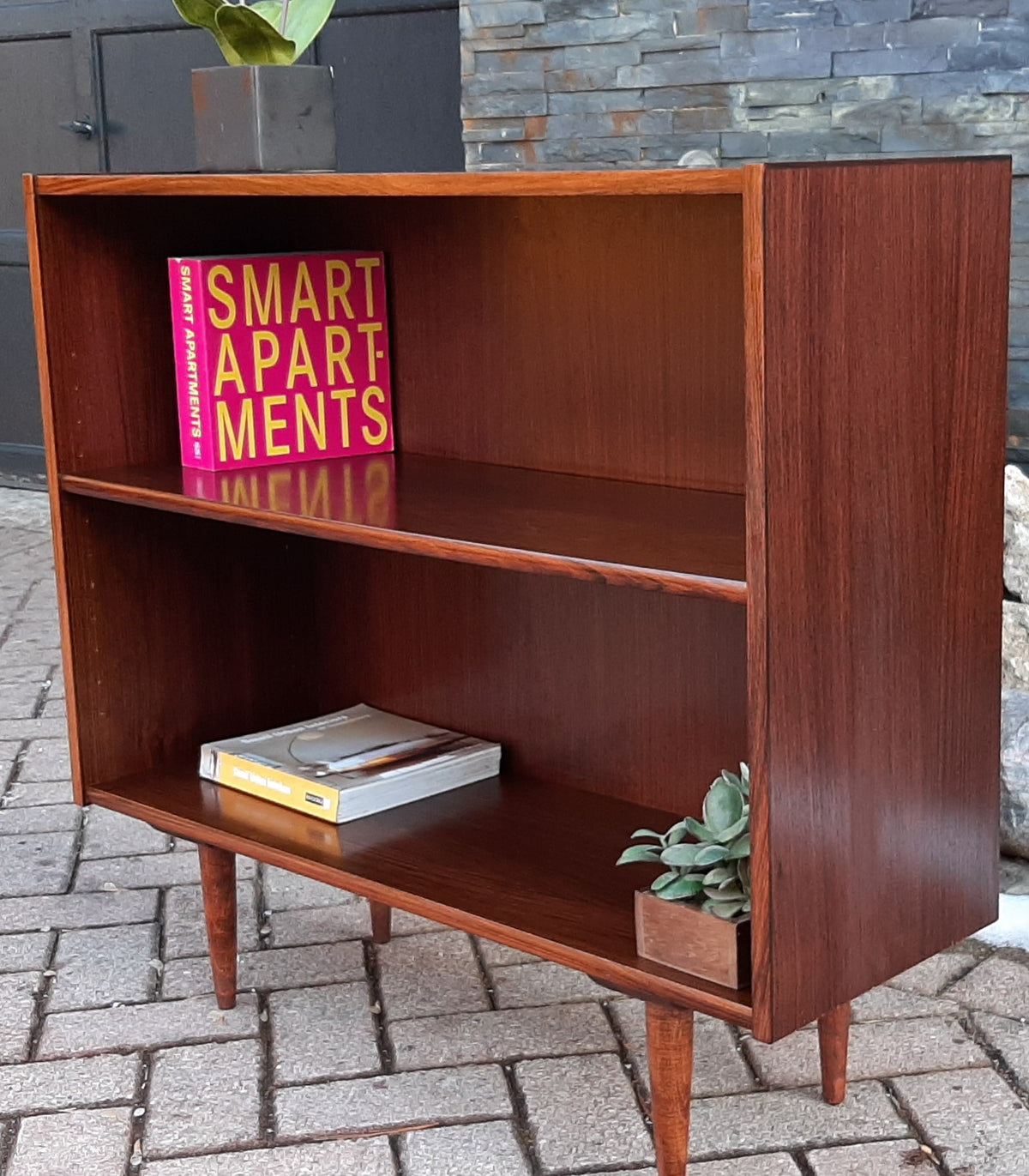 RESTORED Small Danish MCM Rosewood Bookcase Display 34