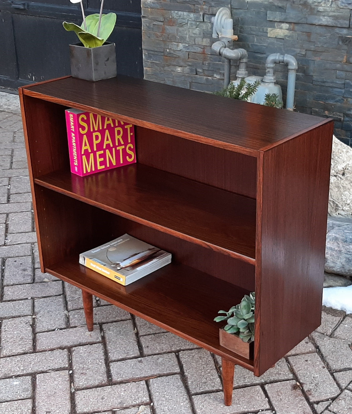 RESTORED Small Danish MCM Rosewood Bookcase Display 34