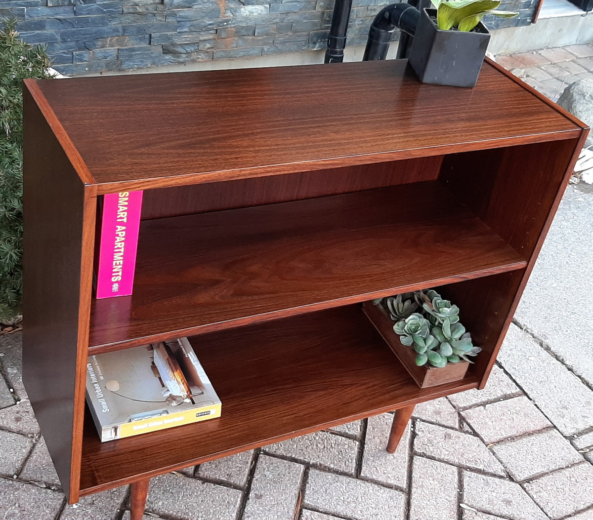 RESTORED Small Danish MCM Rosewood Bookcase Display 34