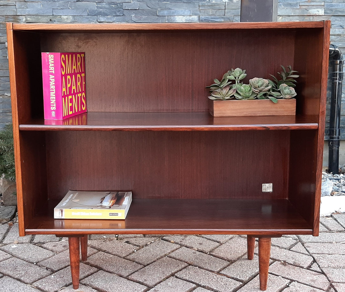 RESTORED Small Danish MCM Rosewood Bookcase Display 34