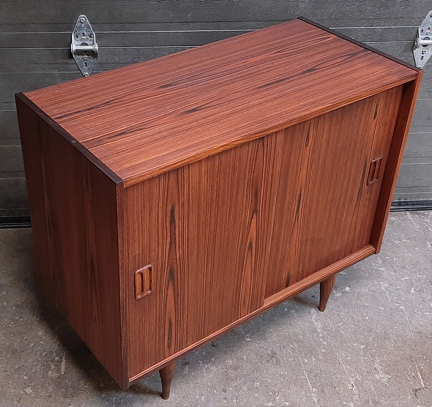 REFINISHED Danish MCM Rosewood Cabinet with sliding doors, compact 34", perfect - Mid Century Modern Toronto