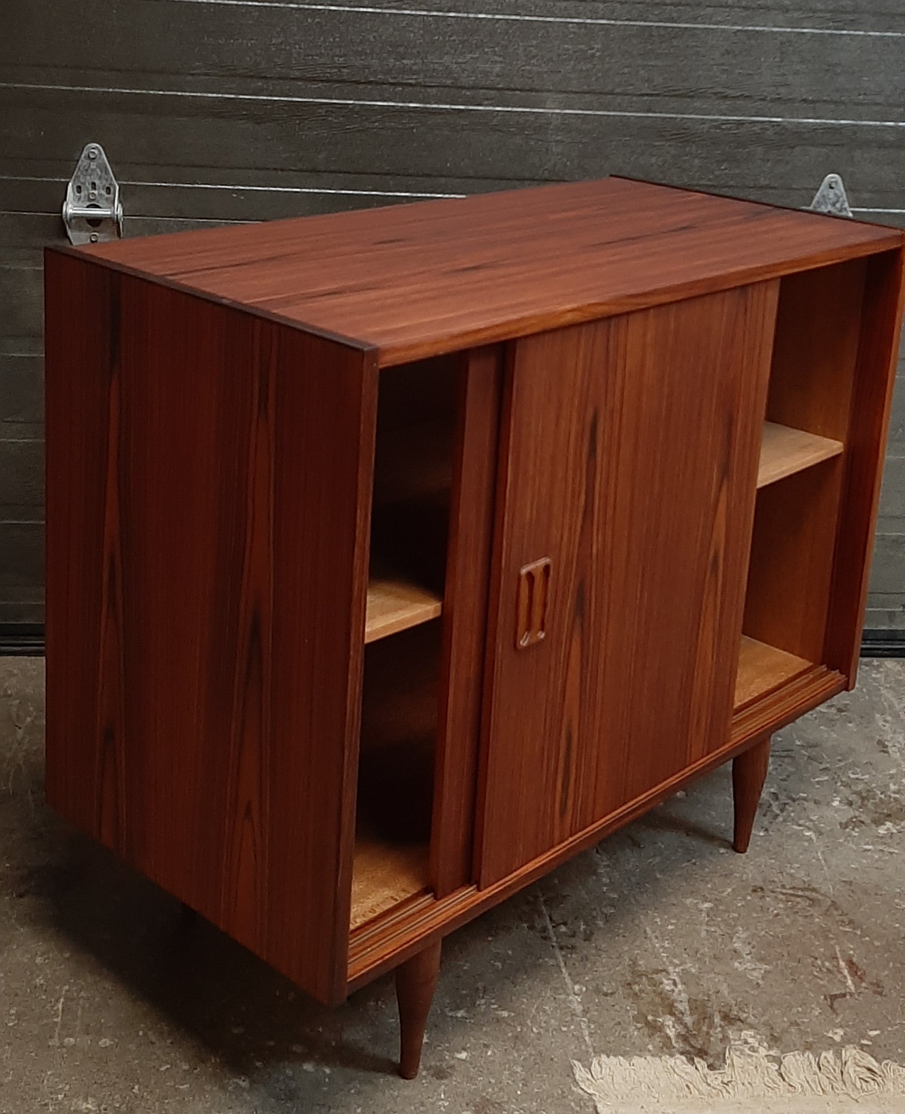 REFINISHED Danish MCM Rosewood Cabinet with sliding doors, compact 34", perfect - Mid Century Modern Toronto