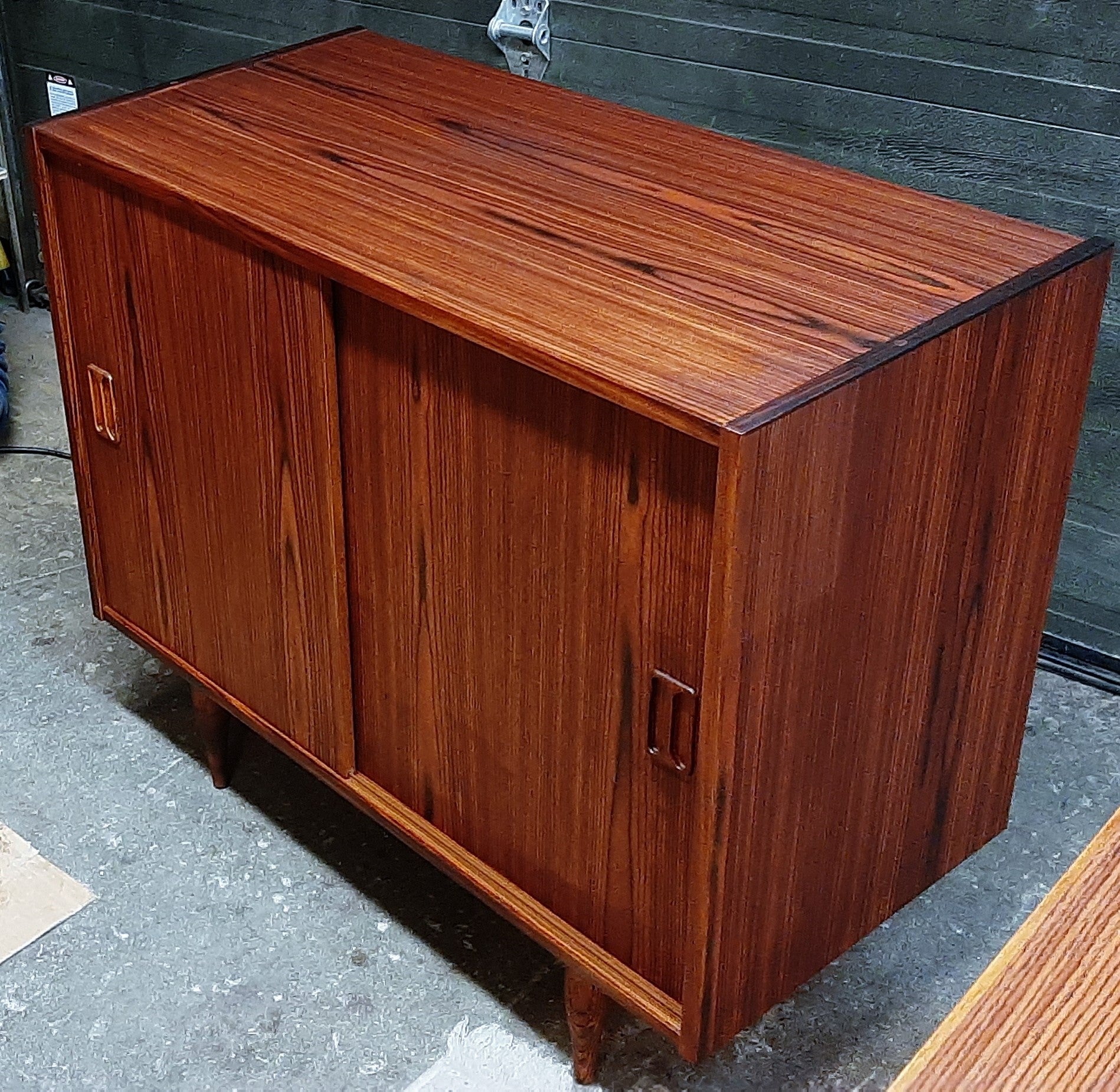 REFINISHED Danish MCM Rosewood Cabinet with sliding doors, compact 34", perfect - Mid Century Modern Toronto