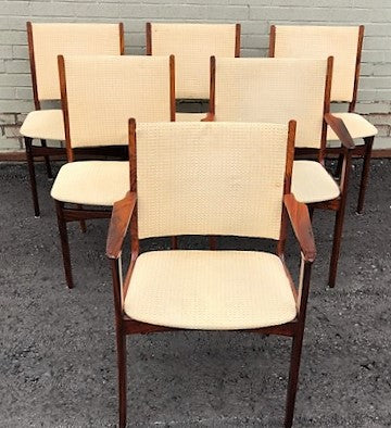 6 Danish MCM Brazilian Rosewood Chairs by Johannes Andersen RESTORED (2 arm, 4 side) - Mid Century Modern Toronto