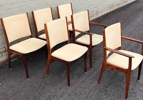 6 Danish MCM Brazilian Rosewood Chairs by Johannes Andersen RESTORED (2 arm, 4 side) - Mid Century Modern Toronto
