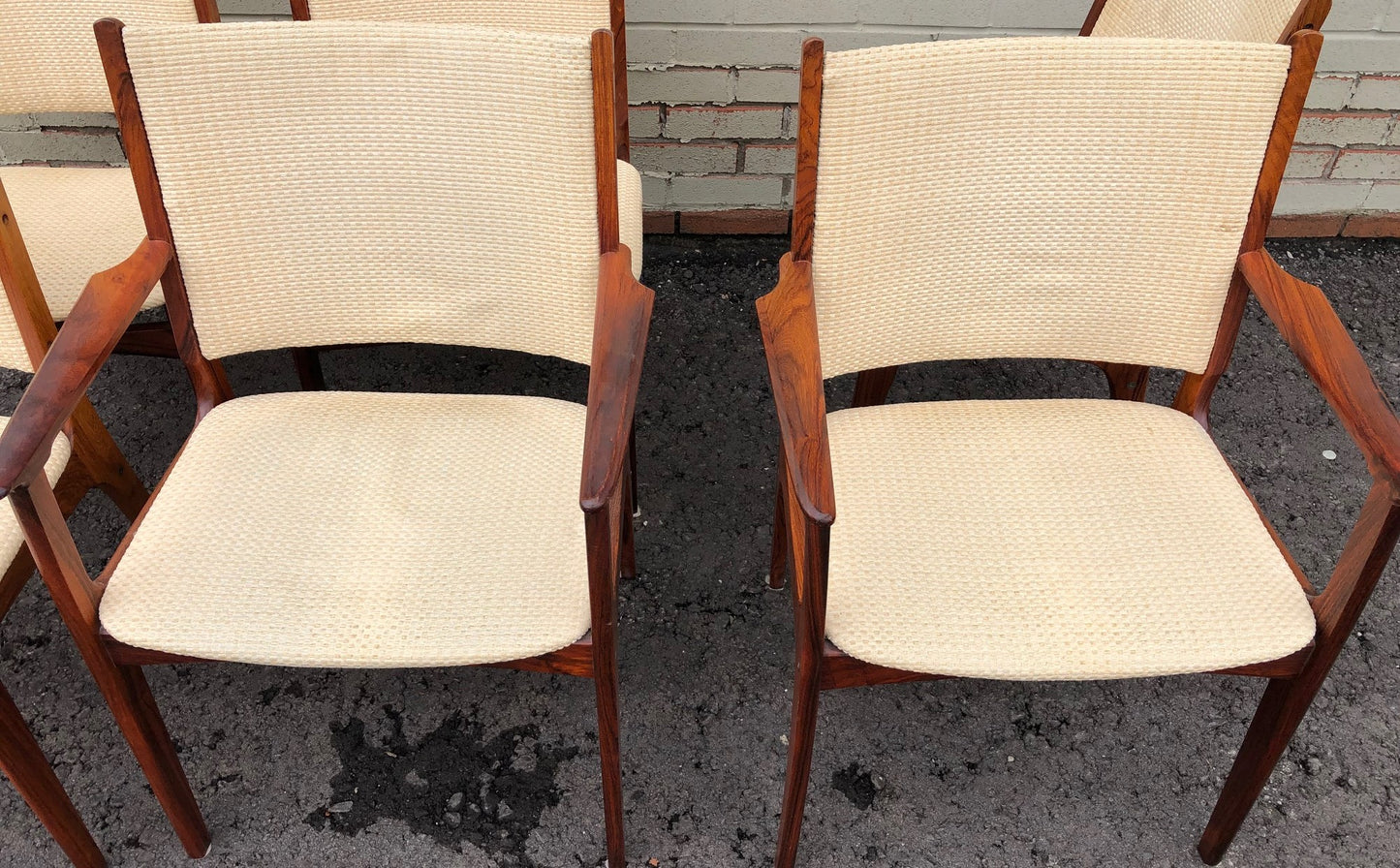 6 Danish MCM Brazilian Rosewood Chairs by Johannes Andersen RESTORED (2 arm, 4 side) - Mid Century Modern Toronto