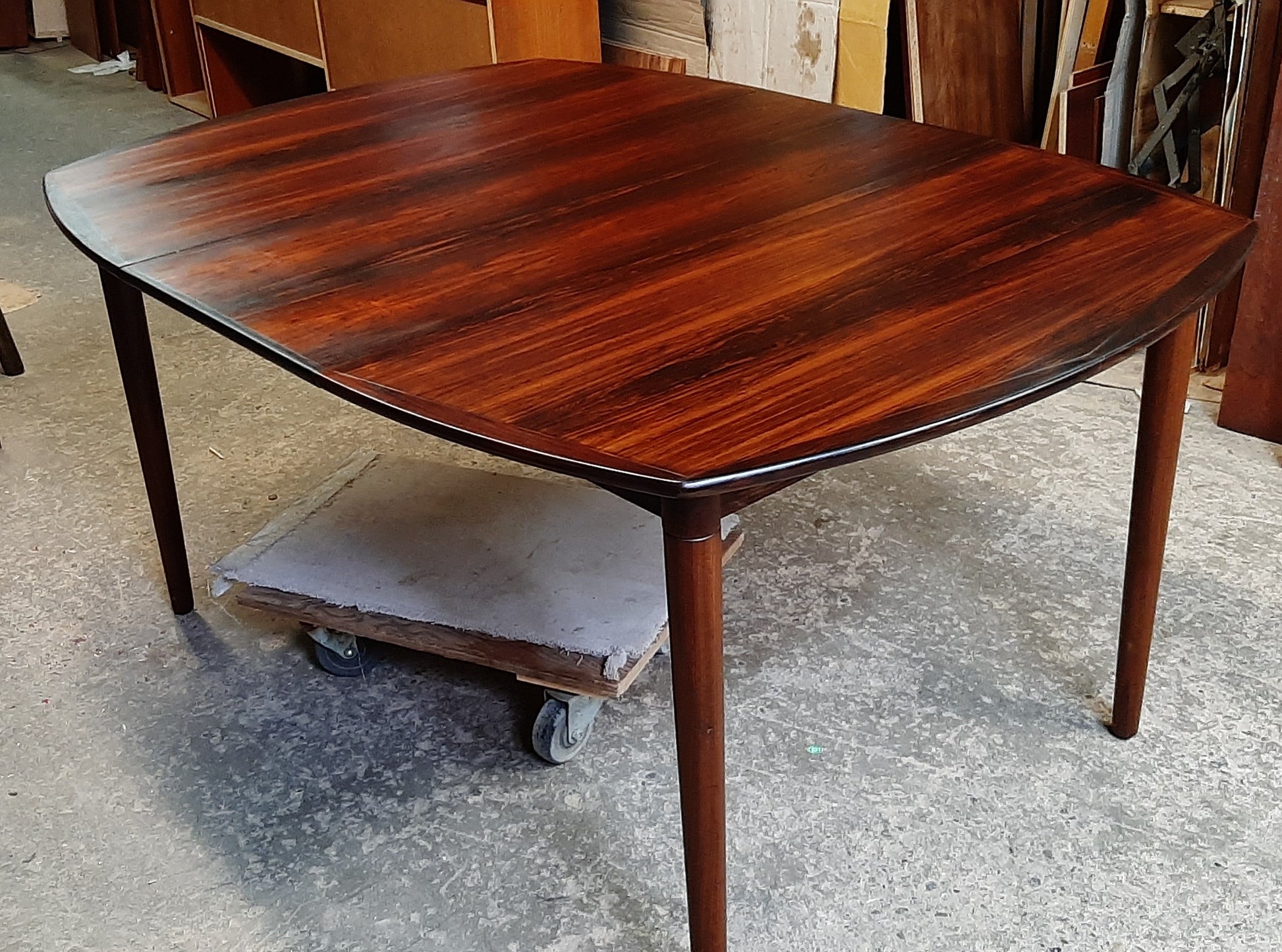 REFINISHED Danish MCM Rosewood Dining Table Extendable w 2 leaves 43" -79" by HW Klein - Mid Century Modern Toronto