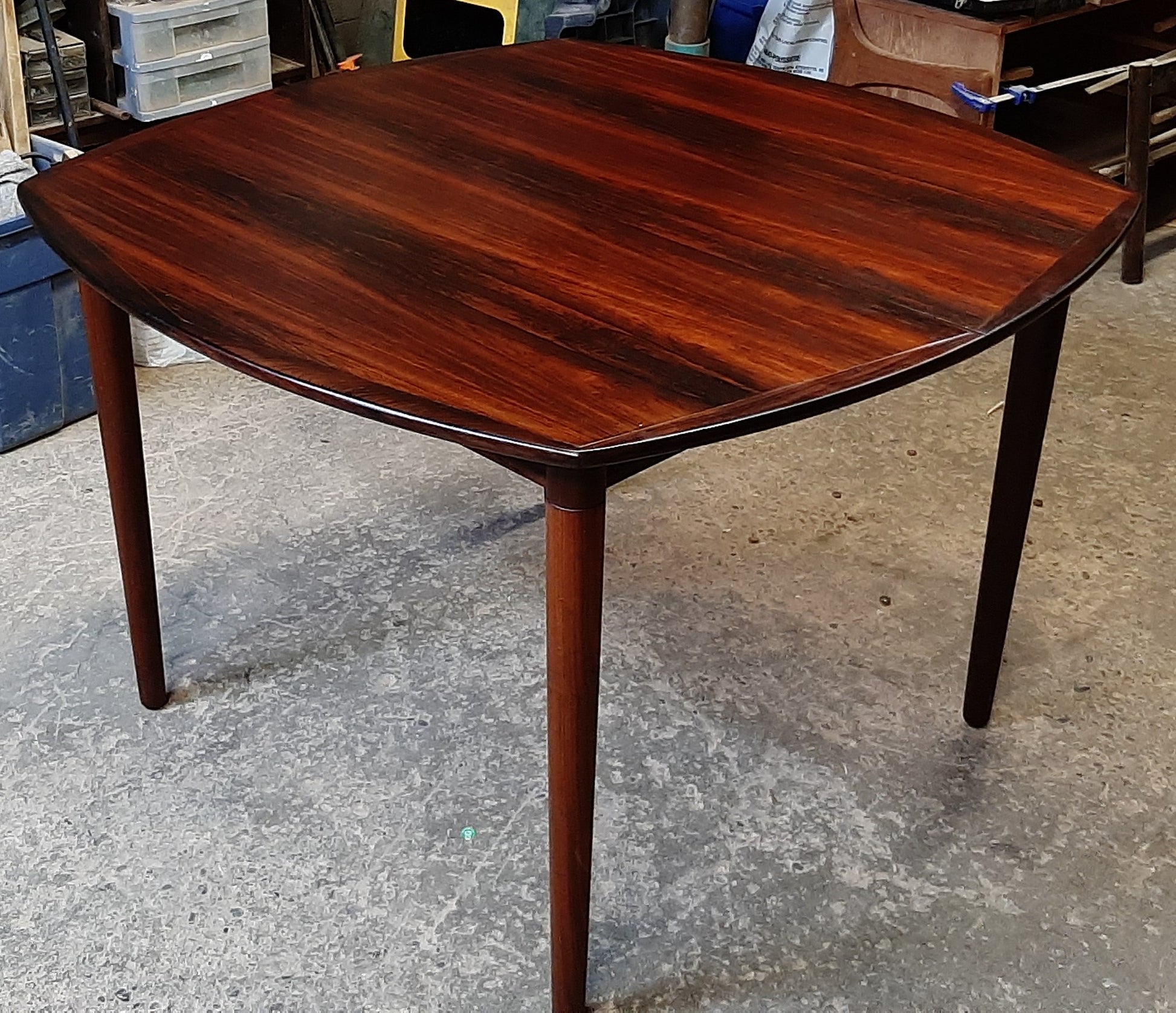 REFINISHED Danish MCM Rosewood Dining Table Extendable w 2 leaves 43" -79" by HW Klein - Mid Century Modern Toronto