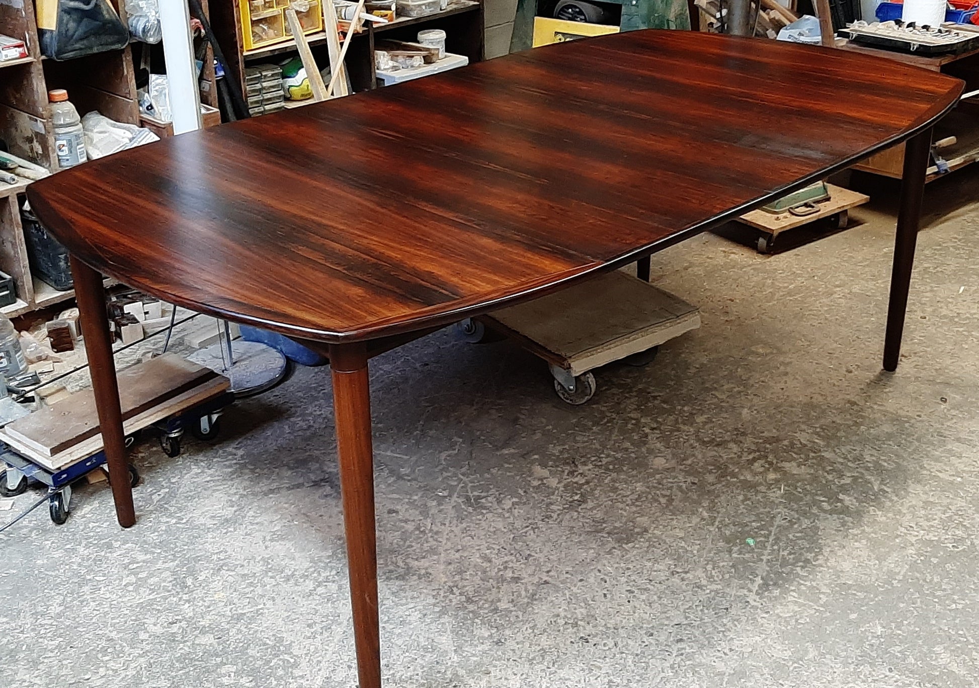 REFINISHED Danish MCM Rosewood Dining Table Extendable w 2 leaves 43" -79" by HW Klein - Mid Century Modern Toronto