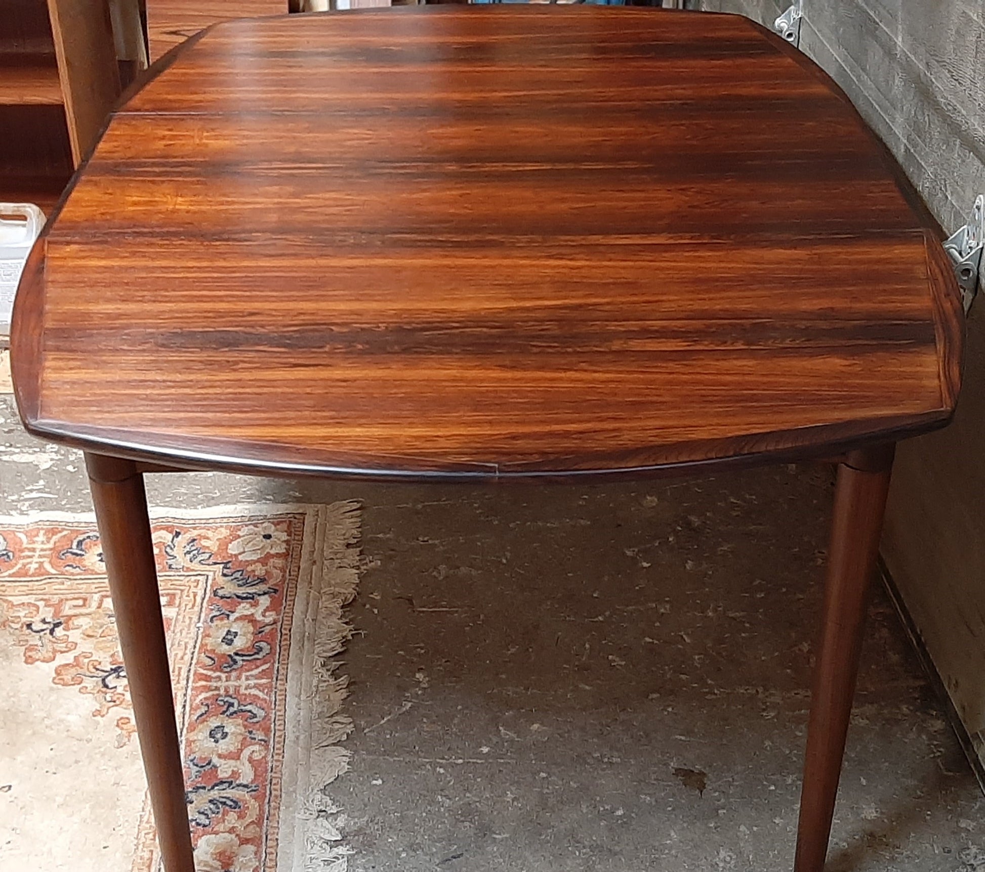 REFINISHED Danish MCM Rosewood Dining Table Extendable w 2 leaves 43" -79" by HW Klein - Mid Century Modern Toronto
