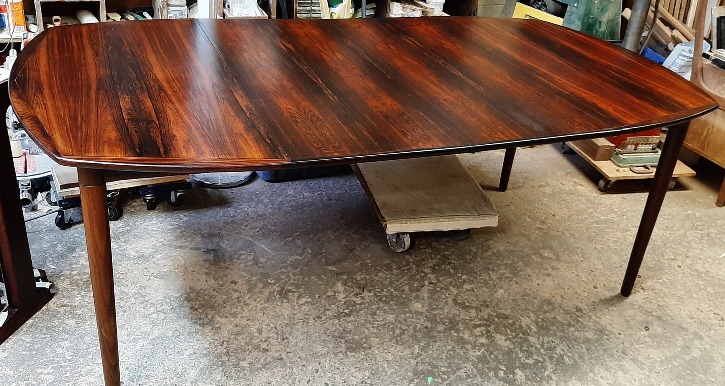 REFINISHED Danish MCM Rosewood Dining Table Extendable w 2 leaves 43" -79" by HW Klein - Mid Century Modern Toronto