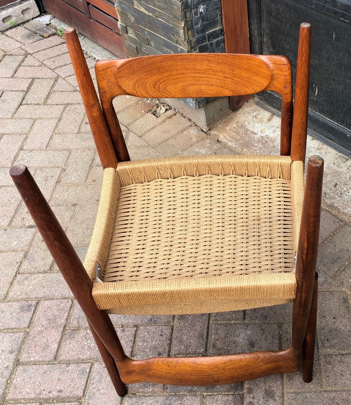 Coming soon ***4 Danish MCM Sculpted Teak and Cord Chairs, each $399 - Mid Century Modern Toronto
