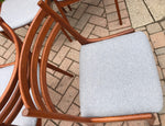 4 MCM Teak Chairs by Kai Kristiansen for KS REFINISHED REUPHOLSTERED l.grey wool, each $375, PERFECT - Mid Century Modern Toronto 6