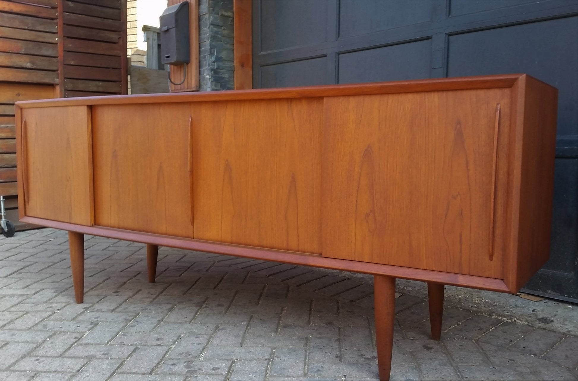 REFINISHED Danish MCM Teak Credenza Sideboard Bow Front by H.P. Hansen, 79" - Mid Century Modern Toronto