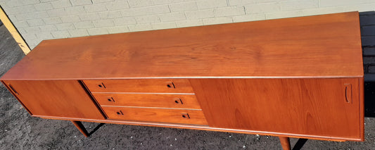 REFINISHED Danish Mid-Century Modern Teak Credenza long, low & wide 94.5" - Mid Century Modern Toronto