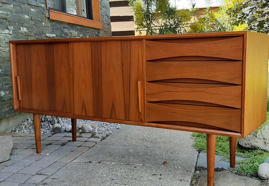 Restored Danish MCM Teak Credenza Sideboard TV Console 63" PERFECT - Mid Century Modern Toronto