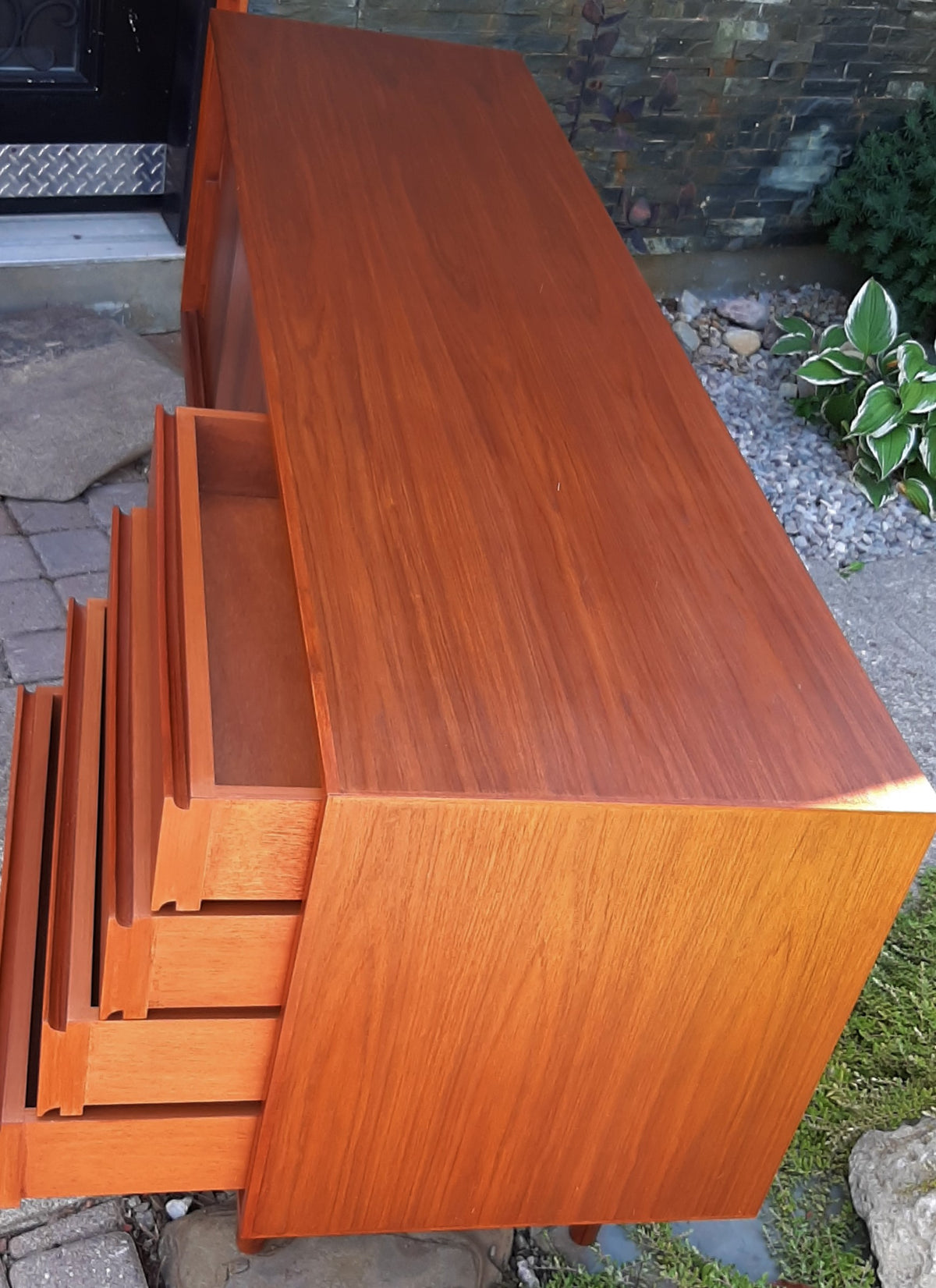 Restored Danish MCM Teak Credenza Sideboard TV Console 63