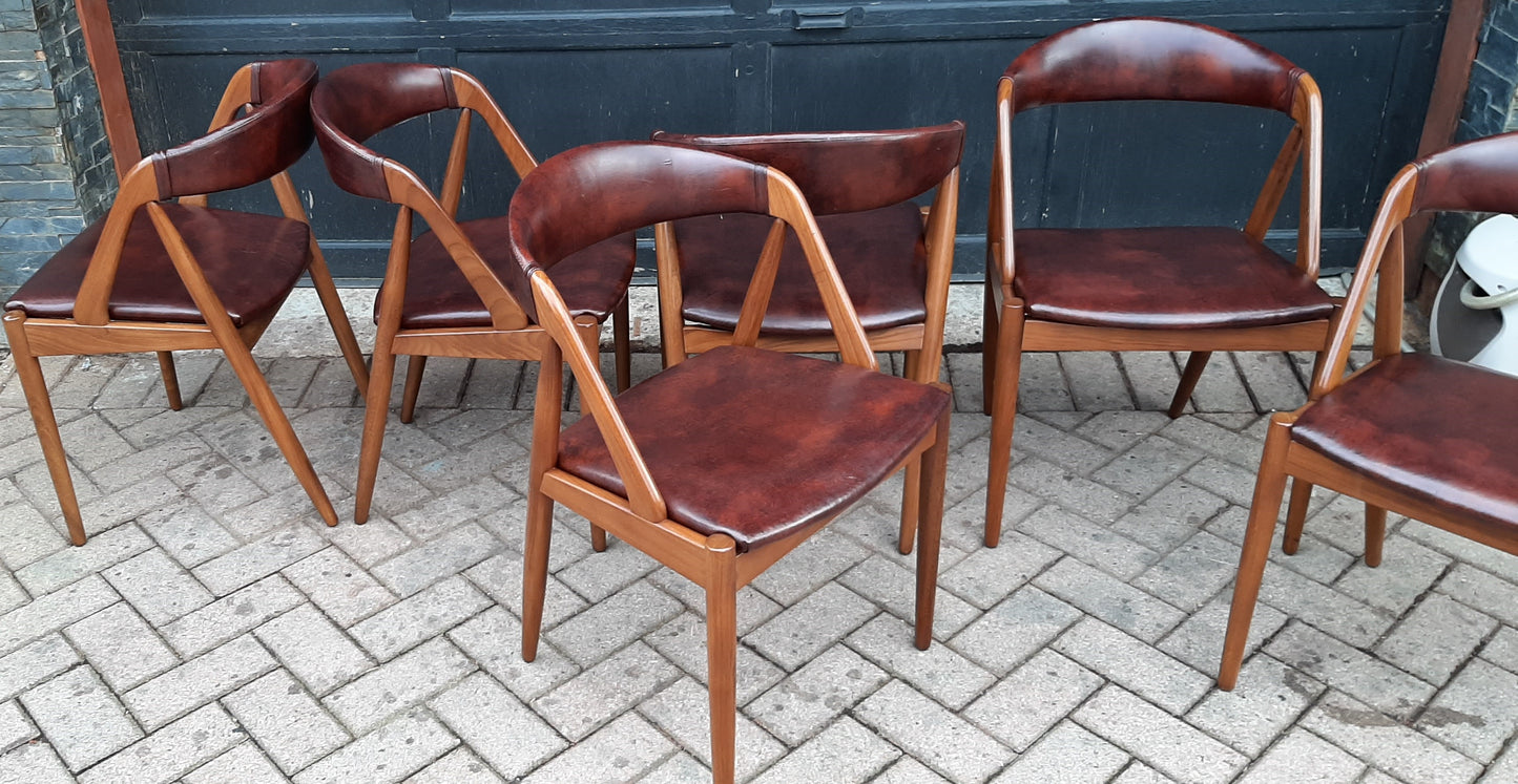 6 RESTORED MCM Kai Kristiansen Teak Chairs Model 31, PERFECT, each $399 - Mid Century Modern Toronto