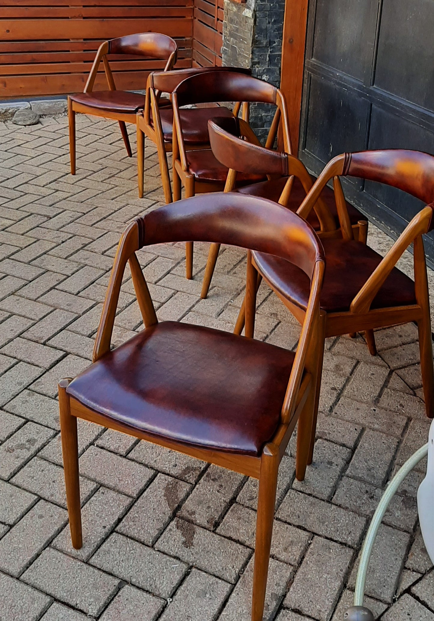 6 RESTORED MCM Kai Kristiansen Teak Chairs Model 31, PERFECT, each $399 - Mid Century Modern Toronto