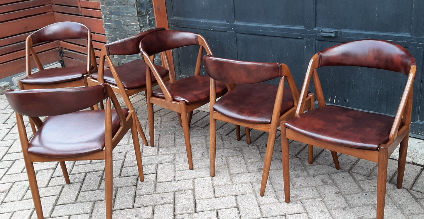 6 RESTORED MCM Kai Kristiansen Teak Chairs Model 31, PERFECT, each $399 - Mid Century Modern Toronto