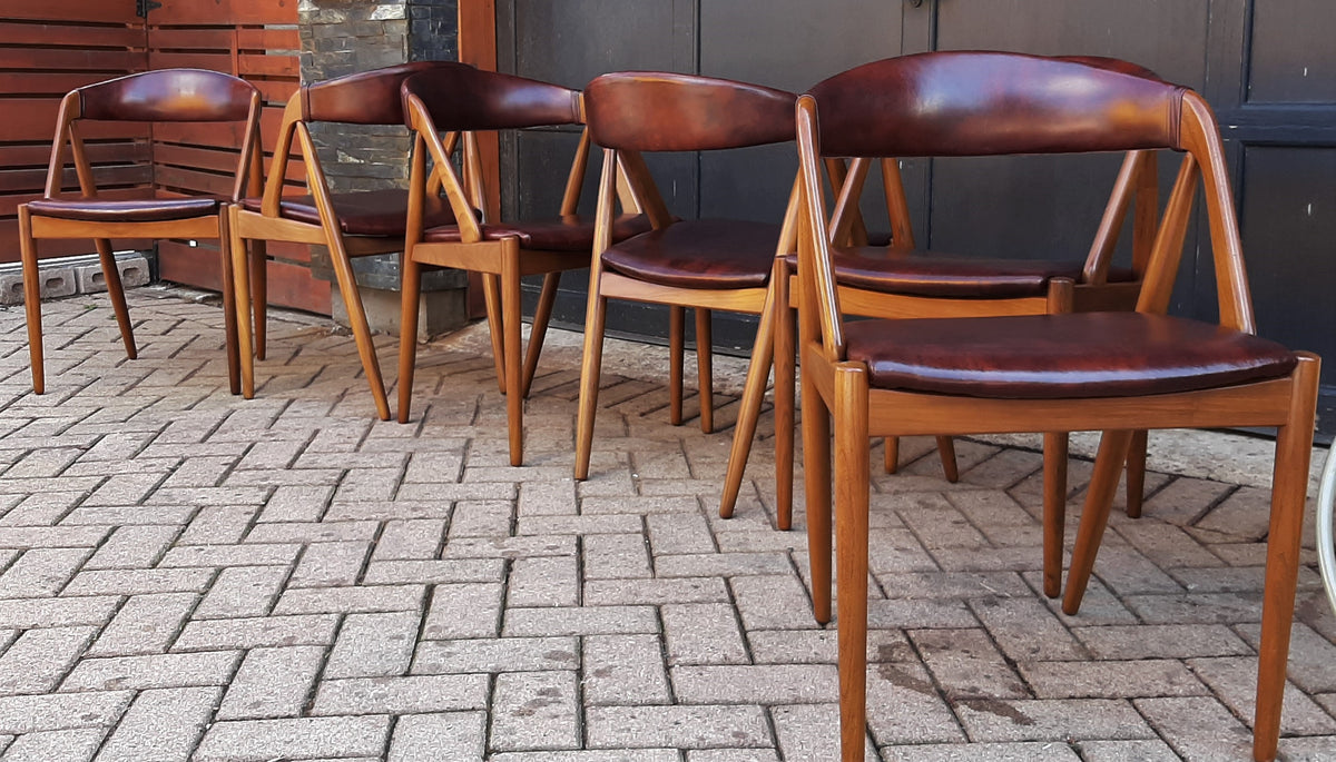 6 RESTORED MCM Kai Kristiansen Teak Chairs Model 31, PERFECT, each $399 - Mid Century Modern Toronto