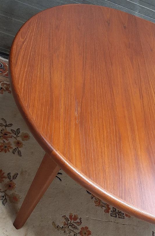 REFINISHED Danish MCM Teak Table Round to Oval w 2 leaves 47"-86" by RASMUS - Mid Century Modern Toronto