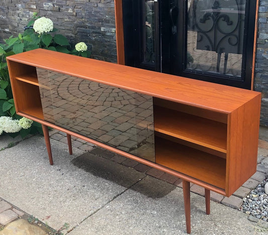 REFINISHED Danish Modern Teak Bookcase Display 71" with tinted glass doors PERFECT - Mid Century Modern Toronto