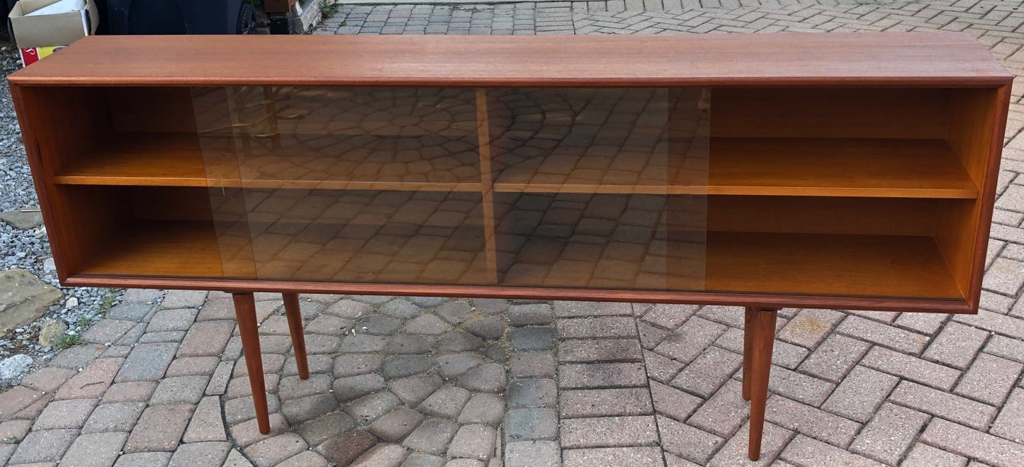 REFINISHED Danish Modern Teak Bookcase Display w glass doors 71" PERFECT - Mid Century Modern Toronto