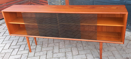 REFINISHED Danish Modern Teak Bookcase Display w tinted glass doors 71" PERFECT - Mid Century Modern Toronto