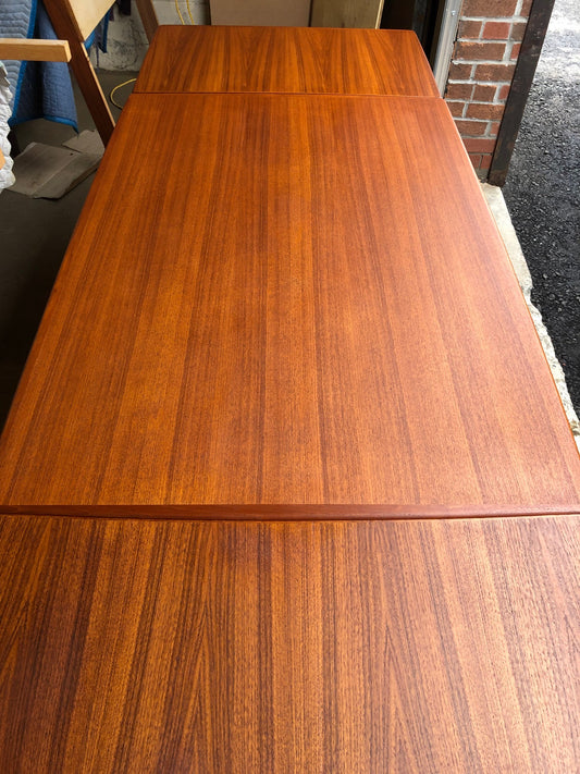 ON HOLD for Nancy K. REFINISHED Compact Danish MCM Teak Draw Leaf Table 48"-84" PERFECT, treated for durability - Mid Century Modern Toronto