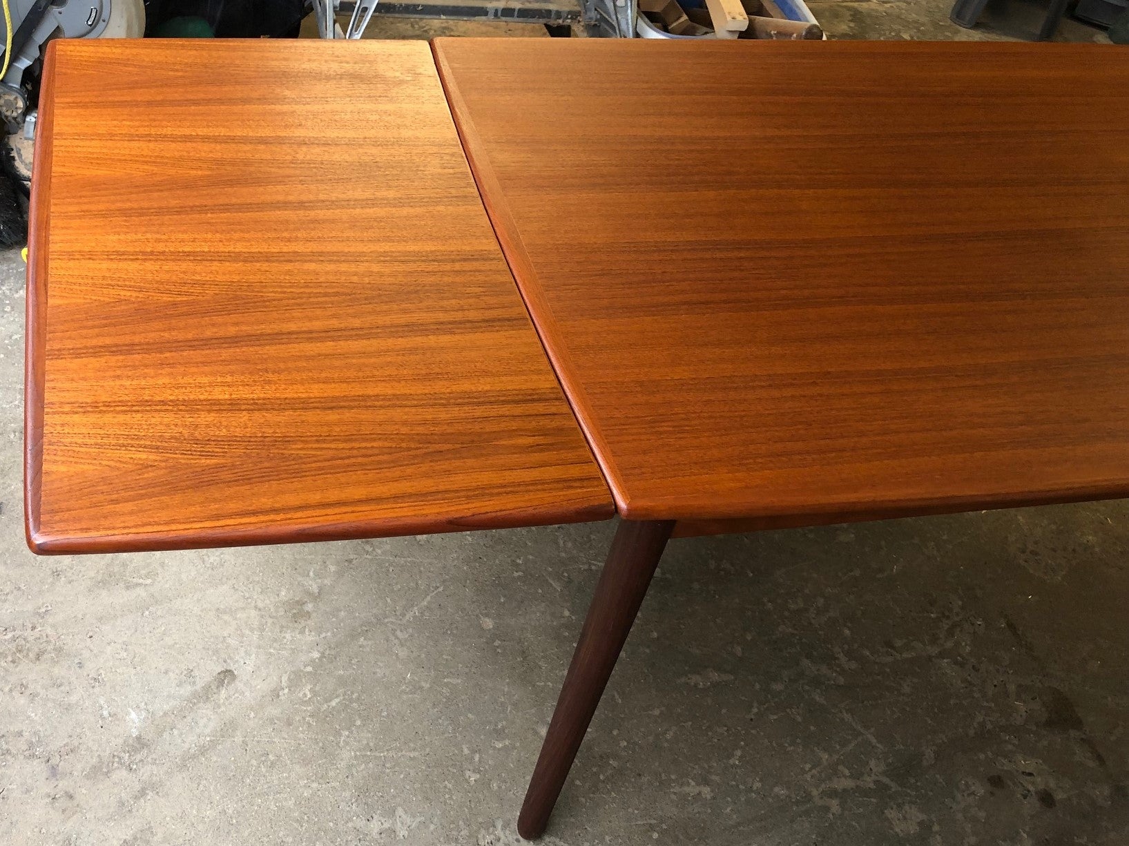 ON HOLD for Nancy K. REFINISHED Compact Danish MCM Teak Draw Leaf Table 48"-84" PERFECT, treated for durability - Mid Century Modern Toronto