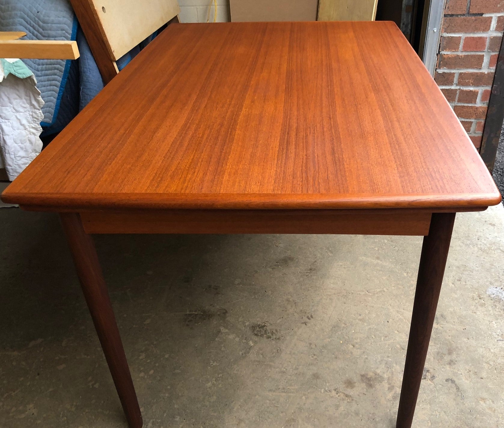 ON HOLD for Nancy K. REFINISHED Compact Danish MCM Teak Draw Leaf Table 48"-84" PERFECT, treated for durability - Mid Century Modern Toronto