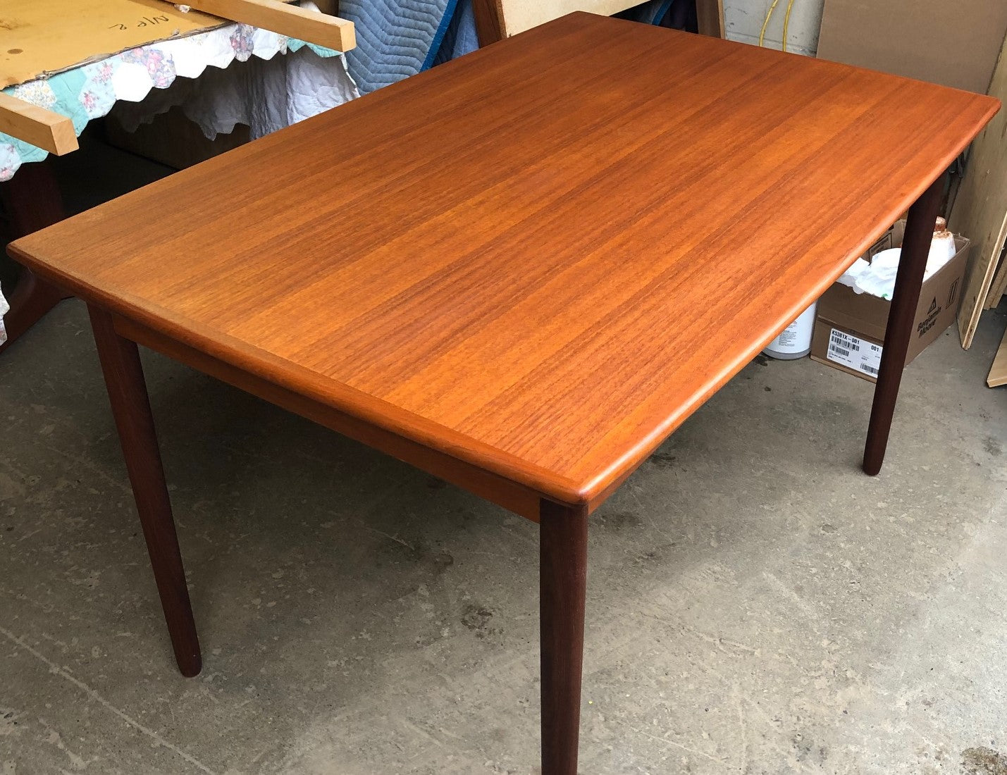 ON HOLD for Nancy K. REFINISHED Compact Danish MCM Teak Draw Leaf Table 48"-84" PERFECT, treated for durability - Mid Century Modern Toronto